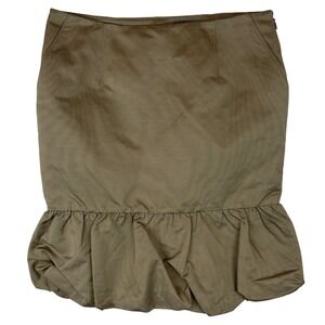 Club Monaco Tan Pleated Bubble Hem Midi Skirt Size 2